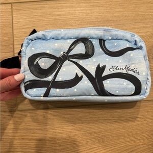 SkinMedica Light Blue Bow Cosmetic Pouch